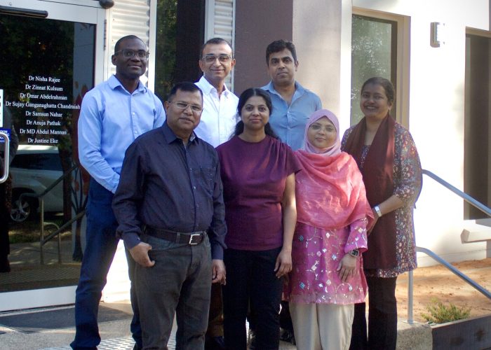 doctors in front of door